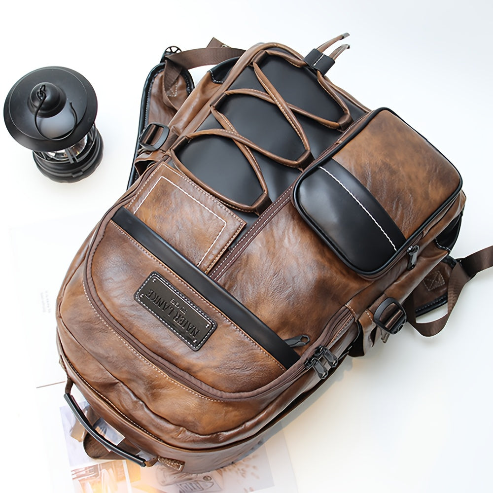 Men Genuine Leather Laptop Backpack Fit 16 Inch Laptop, College Backpack High Quality Travel School Bag