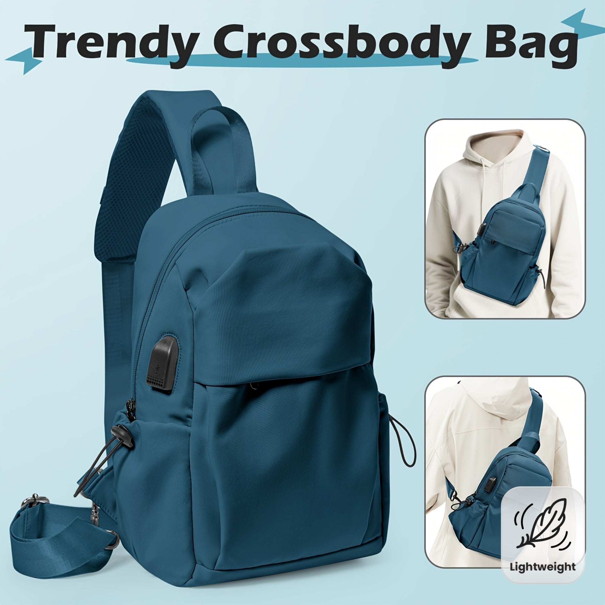 Fashionable Casual Outdoor Men'S Chest Bag, Durable Crossbody Backpack, Practical Women'S Crossbody Bag, Lightweight Sports Small Backpack, Chest-To-Shoulder Bag with Adjustable Straps, Convenient Storage Daily Commuter Bag, Sports Bag Suitable