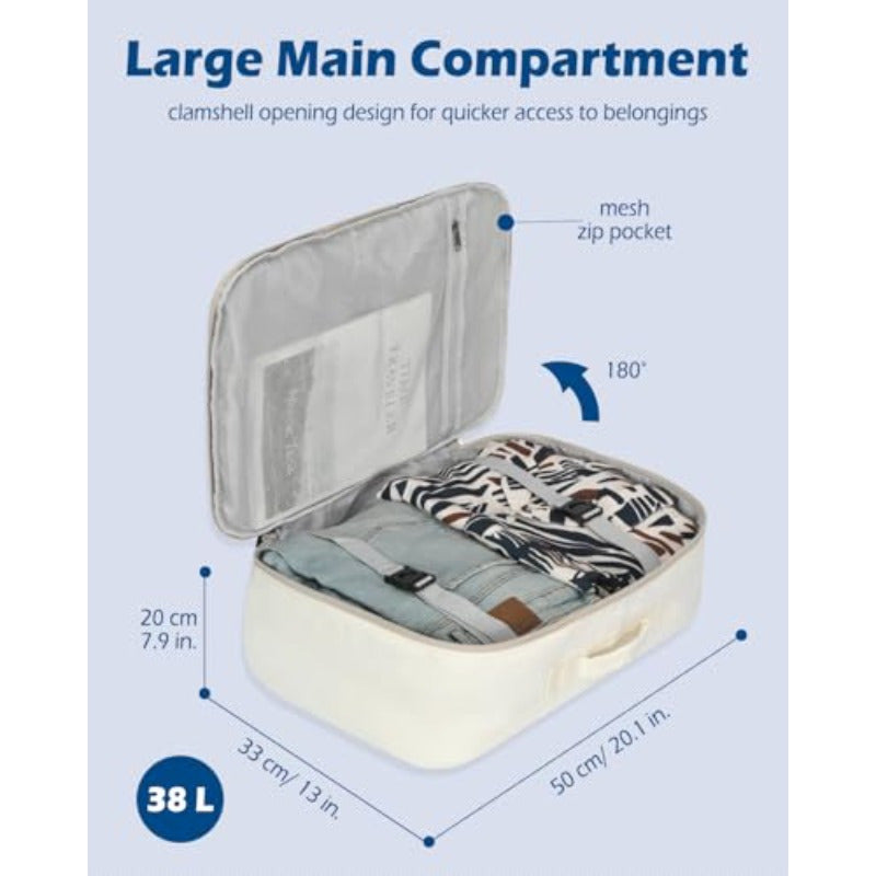 Hynes Eagle Carry on Backpack 38L Large Travel Backpack for Women Flight Approved Weekender Bag Laptop Backpack Men 15 inches Beige with 3PCS Packing Cubes Set Grey