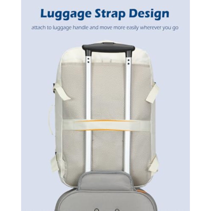 Hynes Eagle Carry on Backpack 38L Large Travel Backpack for Women Flight Approved Weekender Bag Laptop Backpack Men 15 inches Beige with 3PCS Packing Cubes Set Grey