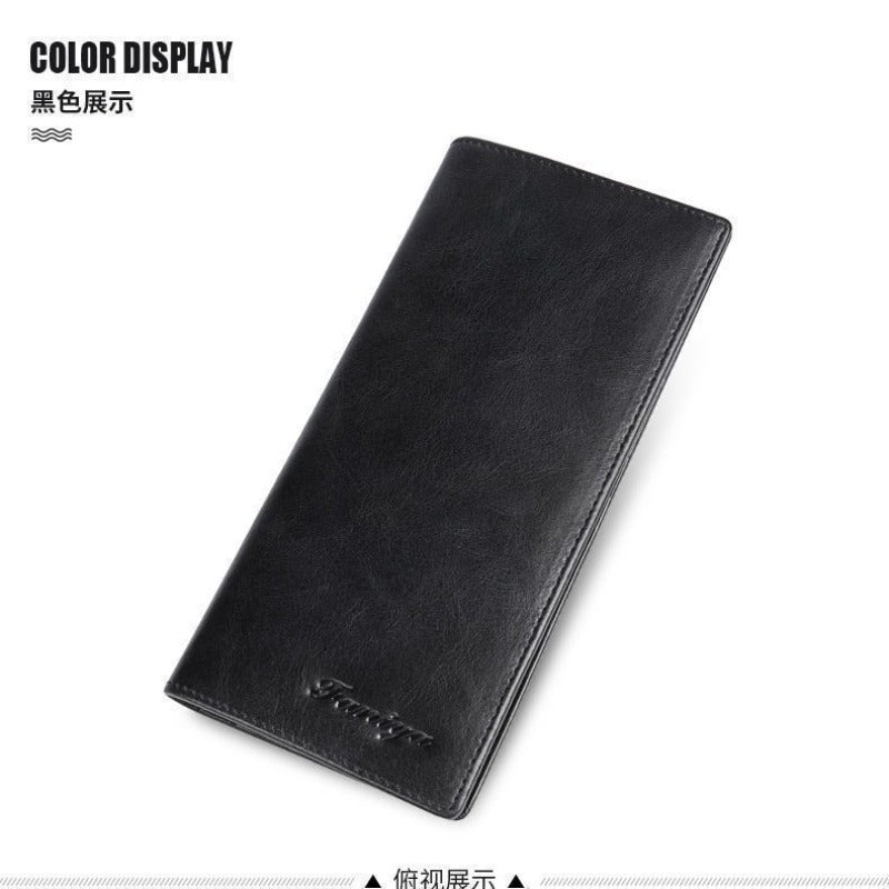 Men'S Long Wallet, Real Soft Imitation Faux Leather, Ultra-Thin Multi-Functional Driver'S License Card Bag, Integrated Bag, New Retro Wallet
