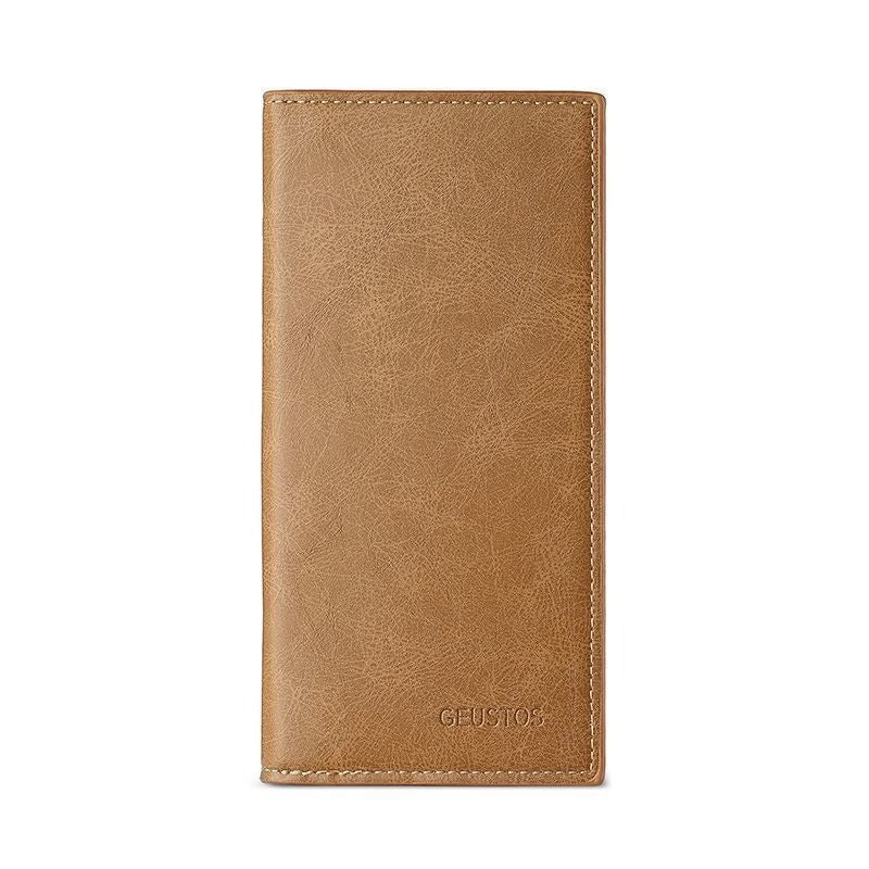 Men'S Long Wallet, Real Soft Imitation Faux Leather, Ultra-Thin Multi-Functional Driver'S License Card Bag, Integrated Bag, New Retro Wallet