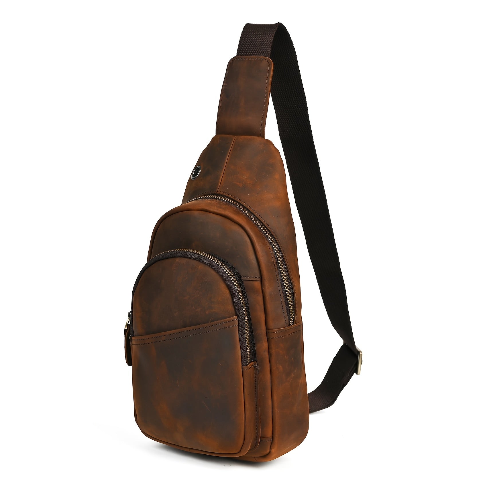 Cowhide Retro Crazy Horse Leather Men'S Chest Bag Top Layer Cowhide Casual Fashion Shoulder Bag Crossbody Bag XB008