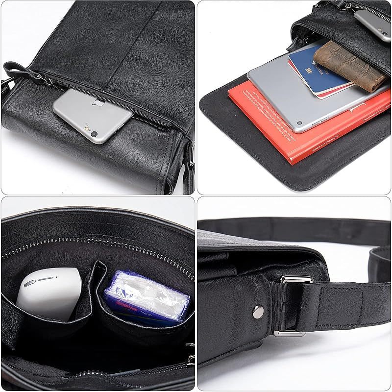 Genuine Leather Messenger Bags Mens Shoulder Crossbody purse Work Business Vintage lager Capacity