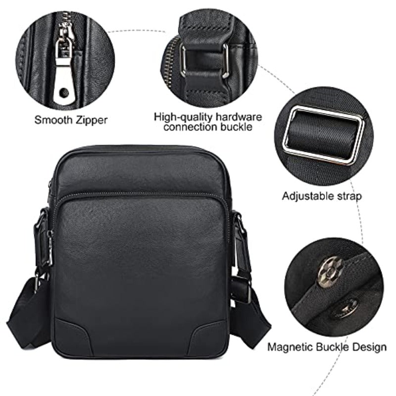 xwlLeather Menger Crossbody Shoulder Bag for Men Work Busin Casual Adjustable Straps -1