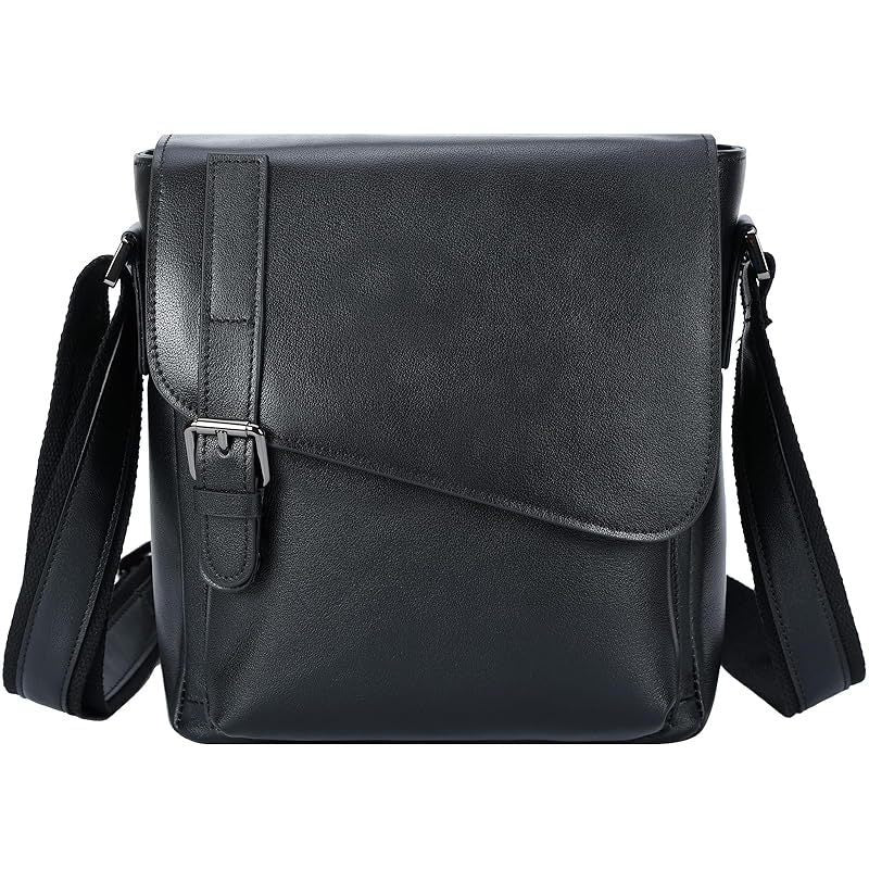 Masa Kawa Leather Messenger Bag Small Crossbody Shoulder Bag Gift for Men Women Flap Over Man Purse Fits 10\