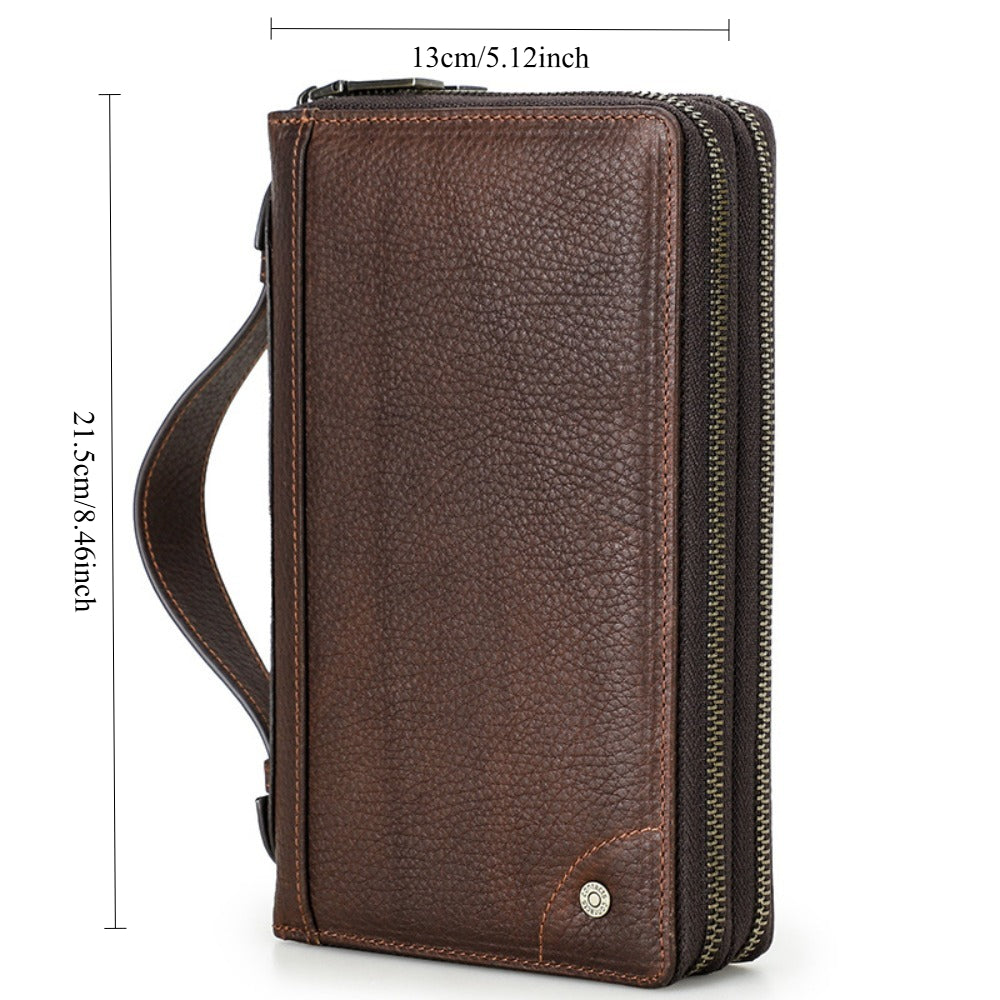 Retro Rfid-Blocking Genuine Leather Wallet Compatible for Phone Slot with Airtag Holder, Spacious Coin Pocket And Card Holder - Hard-Wearing Crazy Horse, Perfect for Everyday Use