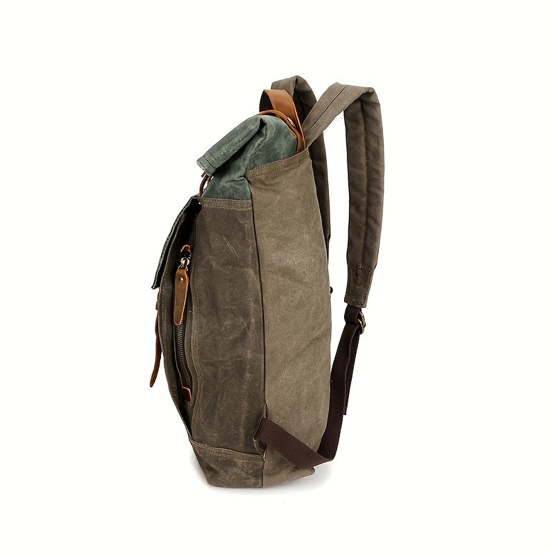 Retro Pepper Salt Backpack Camping Travel Hiking Outdoor Oil Waxed Canvas Backpack for Men