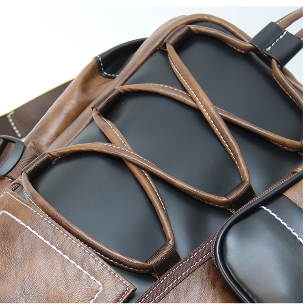 Men Genuine Leather Laptop Backpack Fit 16 Inch Laptop, College Backpack High Quality Travel School Bag