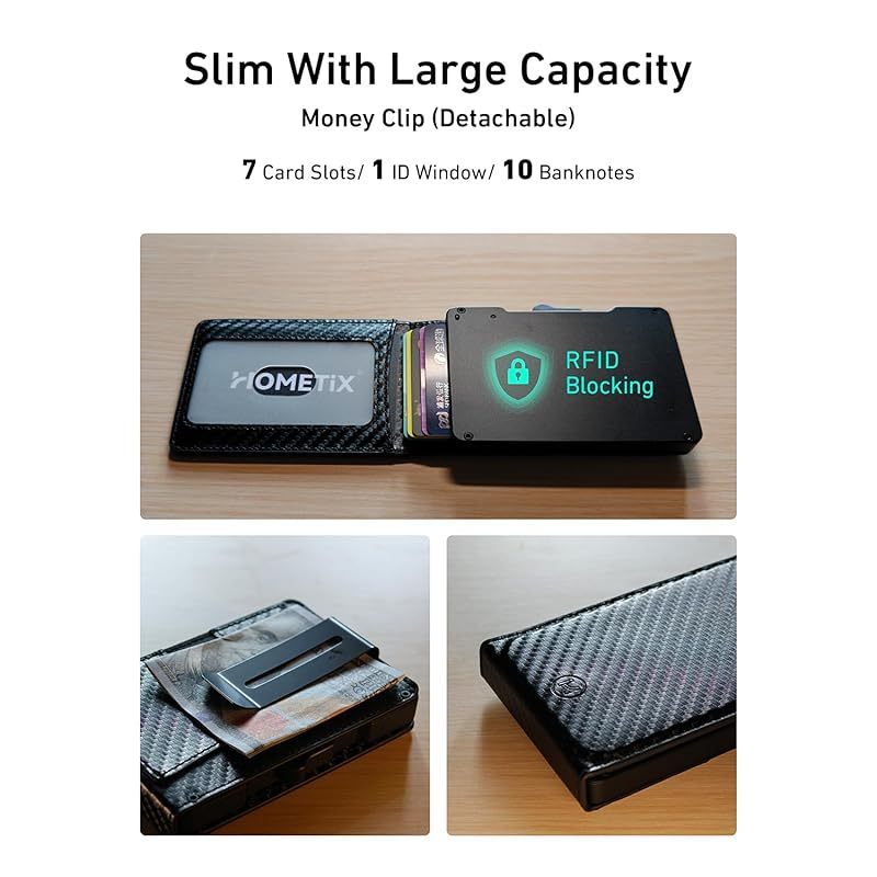 Wallet with Tracker for Men . Works with Apple Find My iOS Only . 8-Card RFID Blocking . Mens Smart Wallets with GPS Tracker with Money Clip & ID Window . Gift for Him . Not for Android . Carbon Black