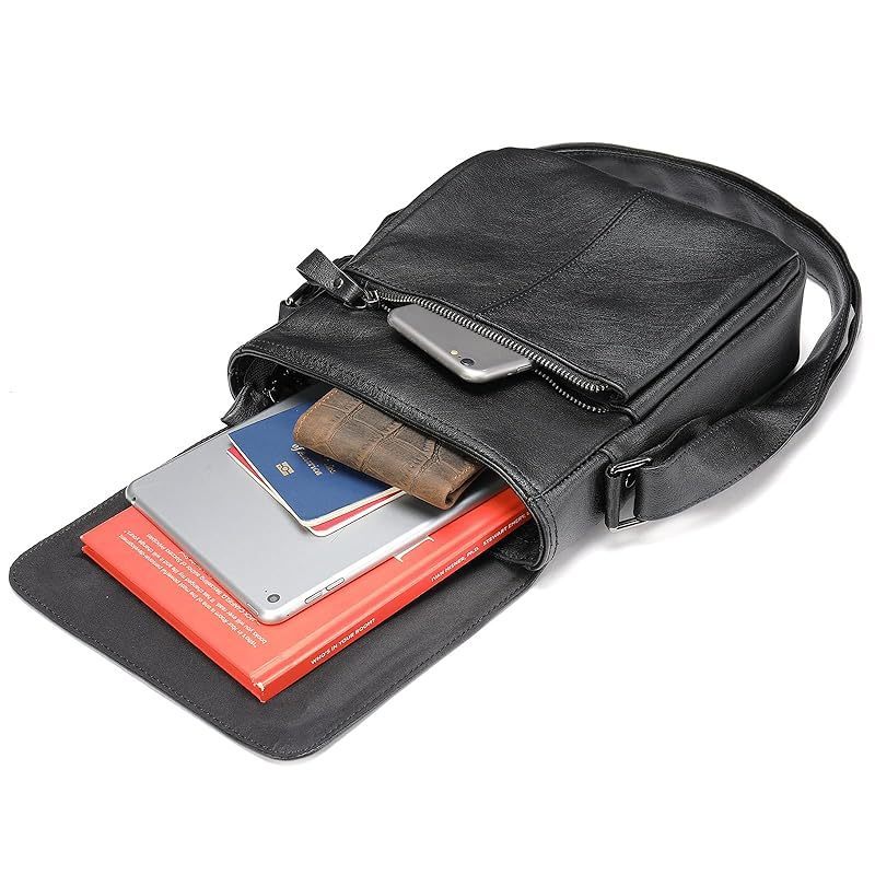 Genuine Leather Messenger Bags Mens Shoulder Crossbody purse Work Business Vintage lager Capacity