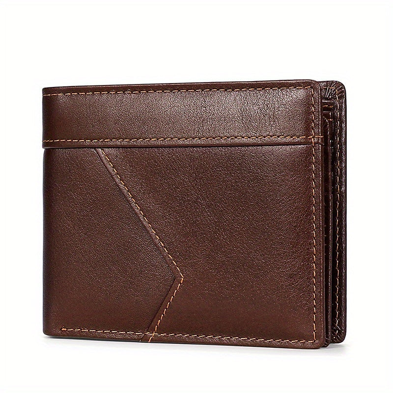 1pc Men' RFID Blocking Magnetic Wallet Suitable for Cowhide Leather, Retro RFID with Magnetic Shielding Technology, Internal Zipper Compartments & Card Holders, -Theft for Cash and Credit Cards