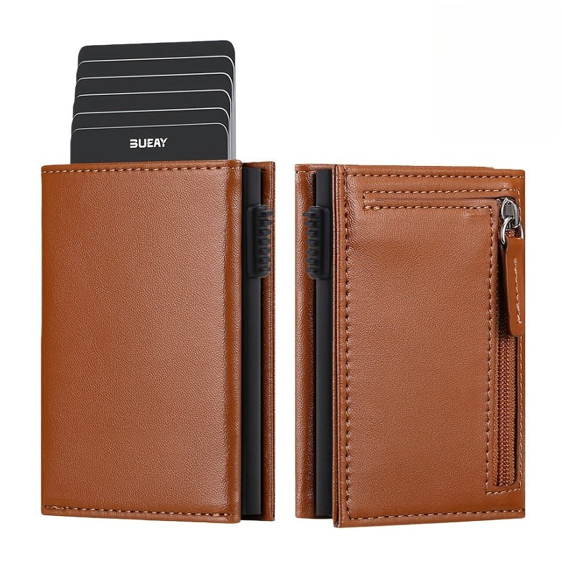 Vintage Magnetic Lock Wallet with Pop-Up Card Holder & Coin Suitable for Cash, Credit Cards, Holders, PU, Zipper Pouches, Card - Birthday\u002FValentine's Gift for Him