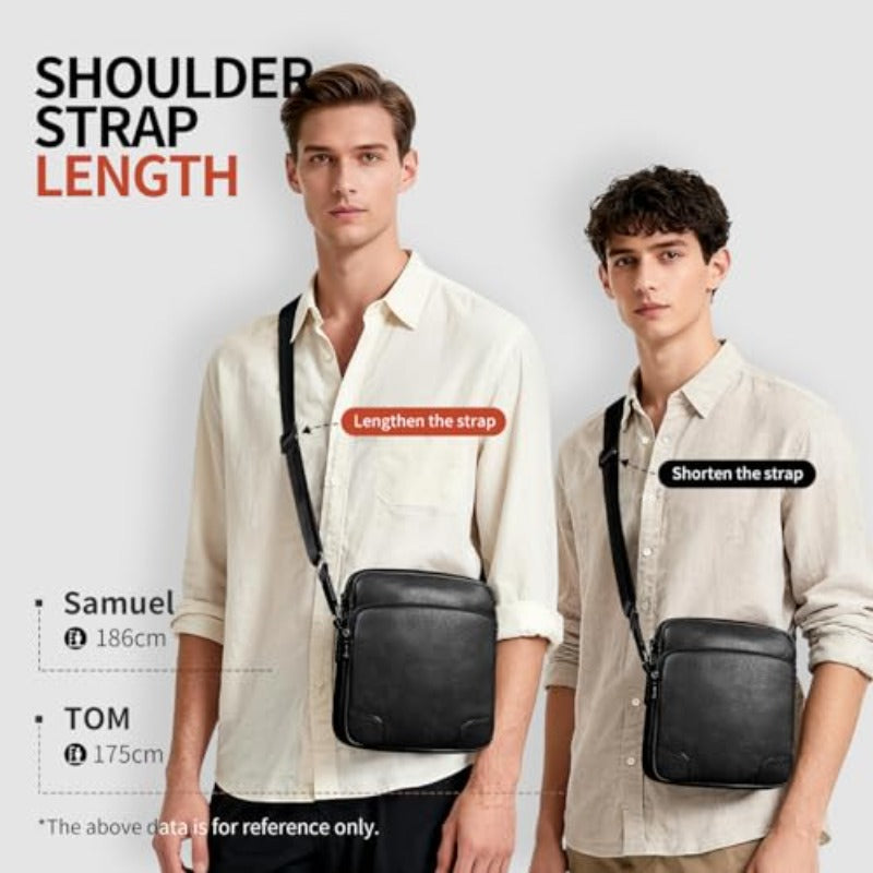 xwlLeather Menger Crossbody Shoulder Bag for Men Work Busin Casual Adjustable Straps -1