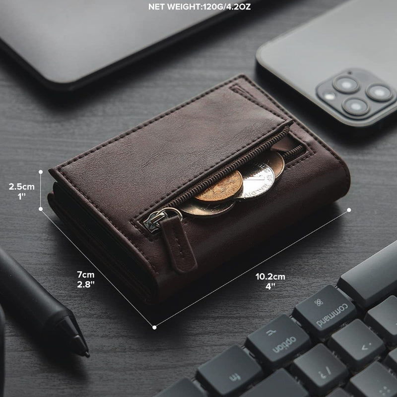 Vintage Magnetic Lock Wallet with Pop-Up Card Holder & Coin Suitable for Cash, Credit Cards, Holders, PU, Zipper Pouches, Card - Birthday\u002FValentine's Gift for Him