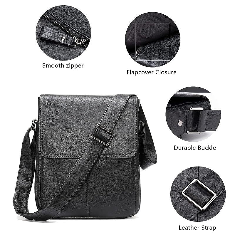 Genuine Leather Messenger Bags Mens Shoulder Crossbody purse Work Business Vintage lager Capacity