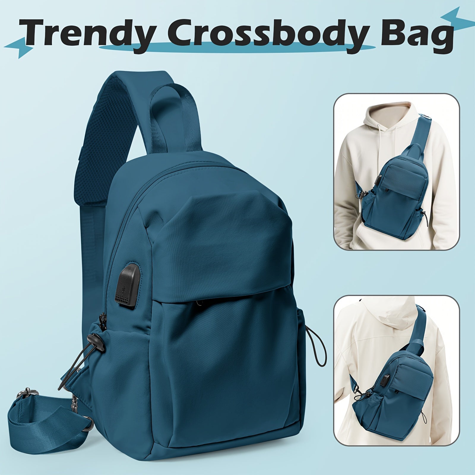 Fashionable Casual Outdoor Men'S Chest Bag, Durable Crossbody Backpack, Practical Women'S Crossbody Bag, Lightweight Sports Small Backpack, Chest-To-Shoulder Bag with Adjustable Straps, Convenient Storage Daily Commuter Bag, Sports Bag Suitable