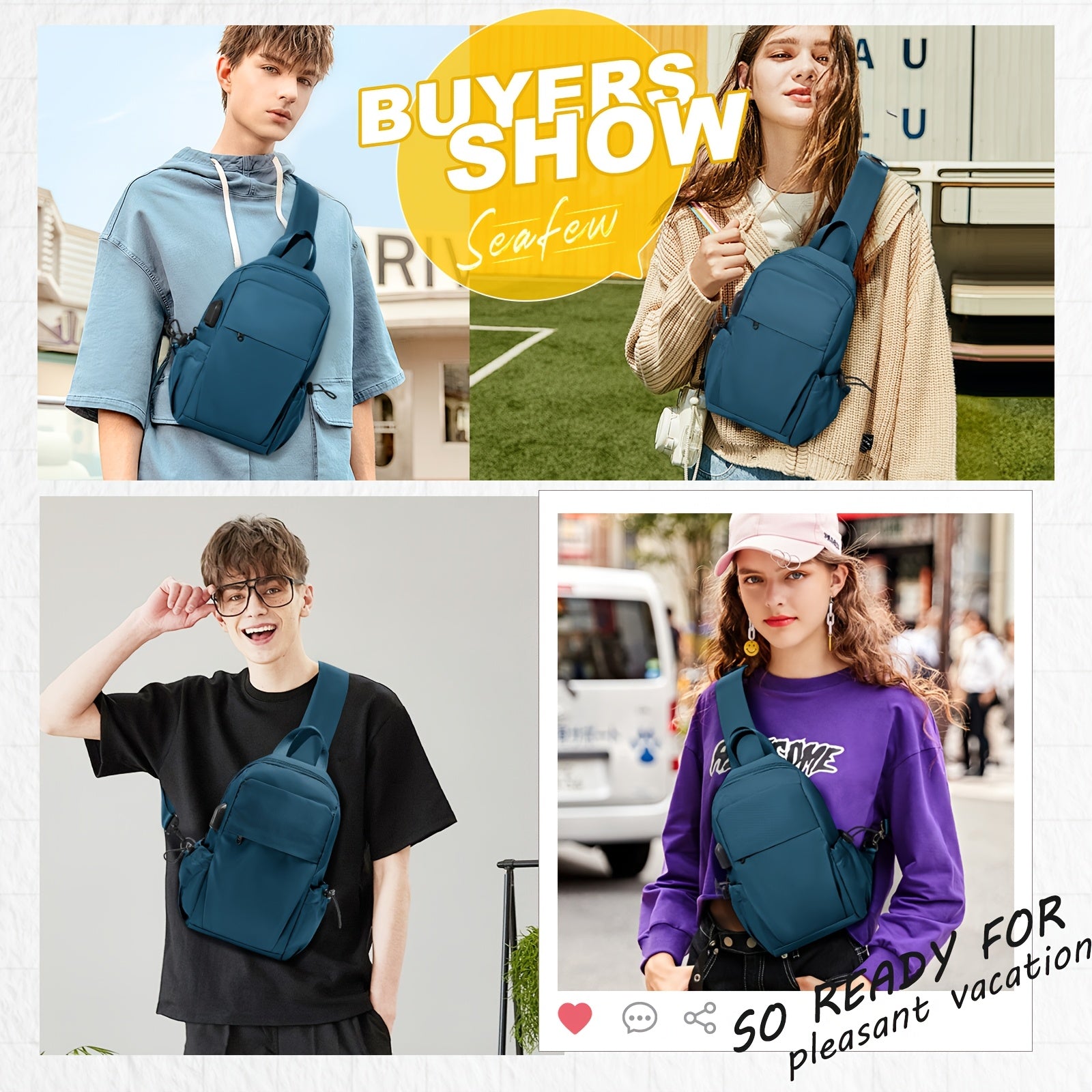 Fashionable Casual Outdoor Men'S Chest Bag, Durable Crossbody Backpack, Practical Women'S Crossbody Bag, Lightweight Sports Small Backpack, Chest-To-Shoulder Bag with Adjustable Straps, Convenient Storage Daily Commuter Bag, Sports Bag Suitable