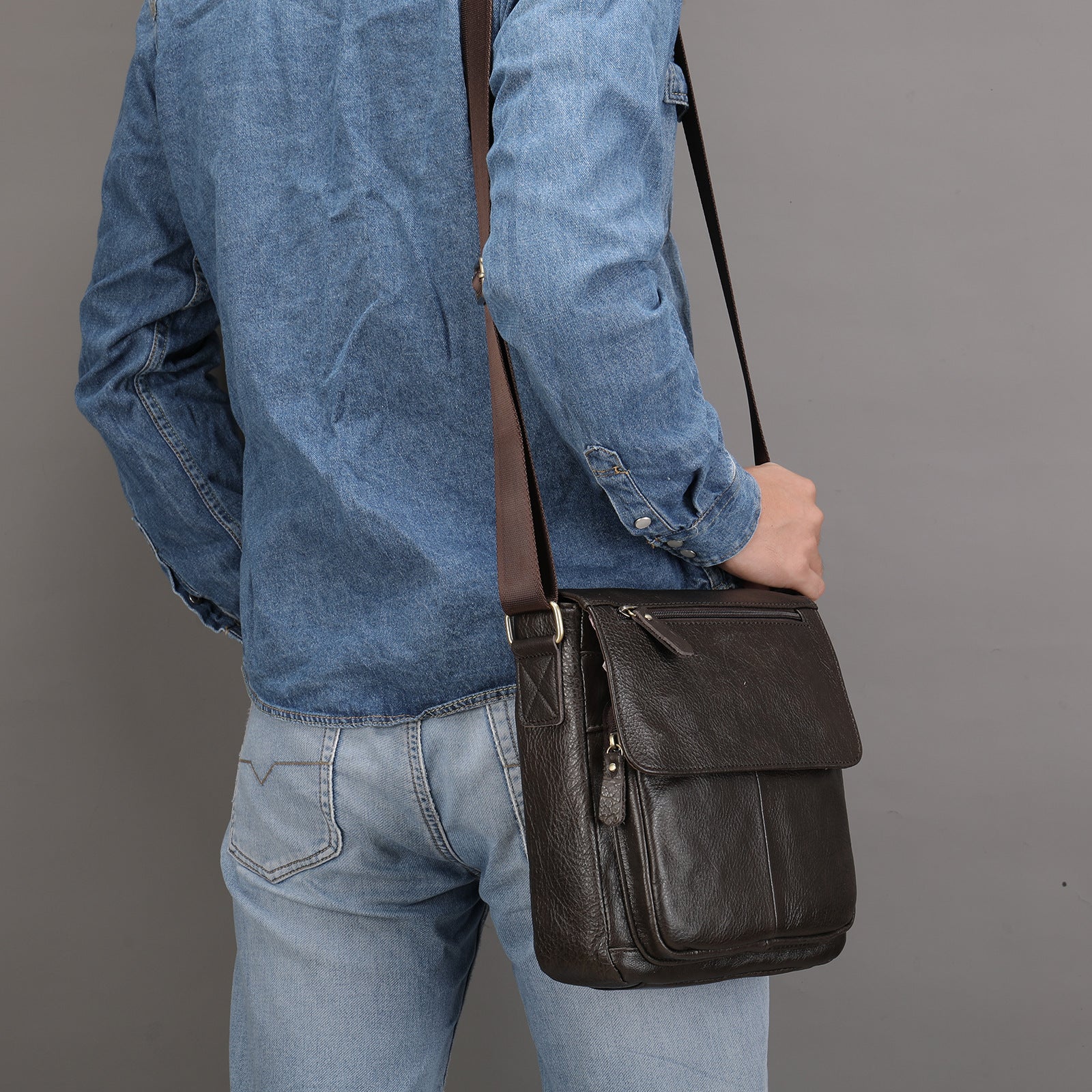 Genuine Men's Bag Single Shoulder Bag Casual Men's Crossbody Bag Business Single Shoulder Bag Men