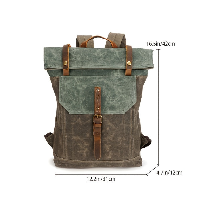 Retro Pepper Salt Backpack Camping Travel Hiking Outdoor Oil Waxed Canvas Backpack for Men