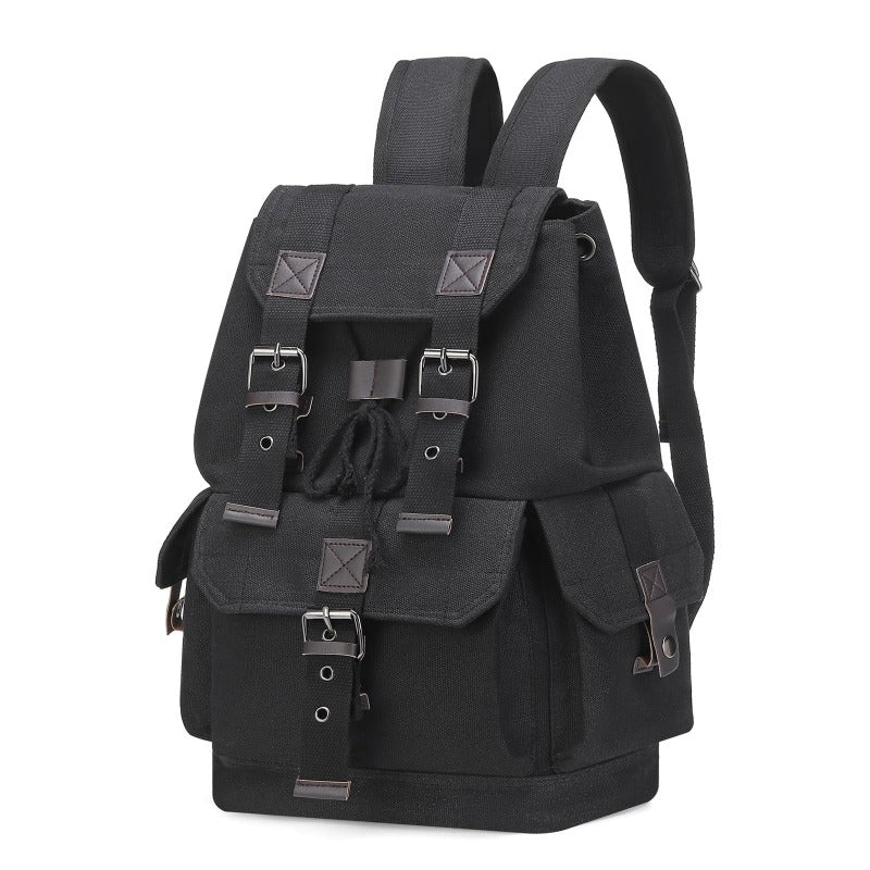 Classic Canvas Backpack for Both Genders, Sturdy Everyday Daypack, Spacious Travel Backpack Suitable for Hiking And Regular Use (Black)