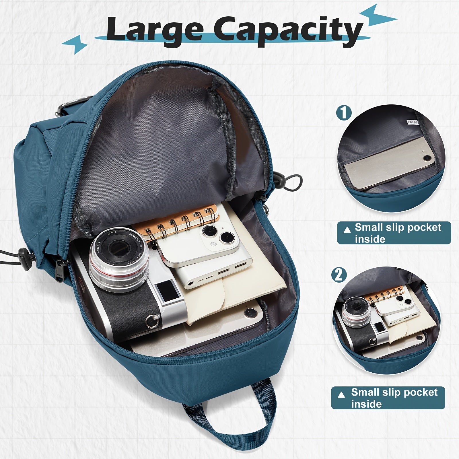 Fashionable Casual Outdoor Men'S Chest Bag, Durable Crossbody Backpack, Practical Women'S Crossbody Bag, Lightweight Sports Small Backpack, Chest-To-Shoulder Bag with Adjustable Straps, Convenient Storage Daily Commuter Bag, Sports Bag Suitable