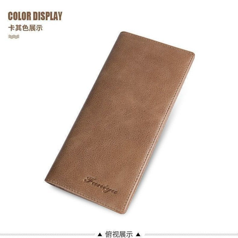 Men'S Long Wallet, Real Soft Imitation Faux Leather, Ultra-Thin Multi-Functional Driver'S License Card Bag, Integrated Bag, New Retro Wallet