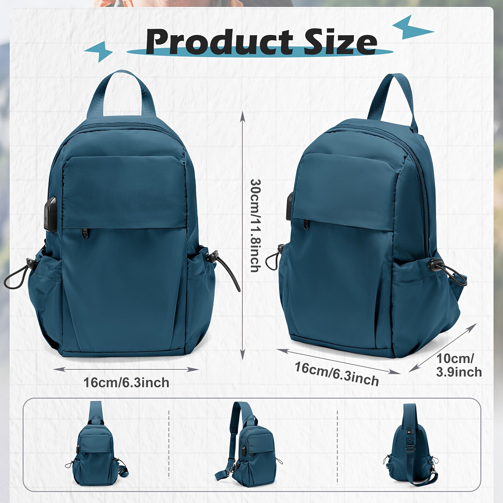 Fashionable Casual Outdoor Men'S Chest Bag, Durable Crossbody Backpack, Practical Women'S Crossbody Bag, Lightweight Sports Small Backpack, Chest-To-Shoulder Bag with Adjustable Straps, Convenient Storage Daily Commuter Bag, Sports Bag Suitable