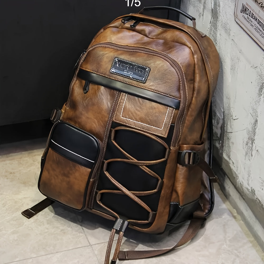 Men Genuine Leather Laptop Backpack Fit 16 Inch Laptop, College Backpack High Quality Travel School Bag