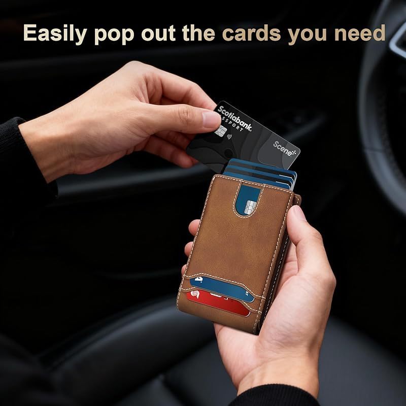 furid Card Wallet For Men Slim: Smart Rfid Minimalist Front Pocket Pop Up Wallet with ID Window - Gifts for Husband Father at Birthday Anniversary