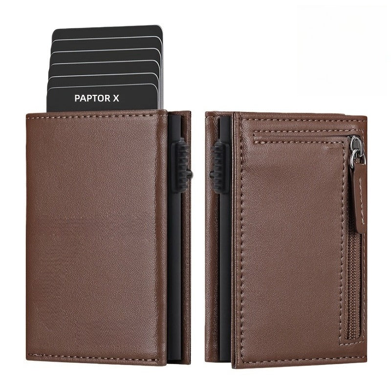 Vintage Magnetic Lock Wallet with Pop-Up Card Holder & Coin Suitable for Cash, Credit Cards, Holders, PU, Zipper Pouches, Card - Birthday\u002FValentine's Gift for Him